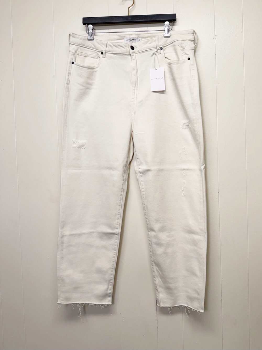 NEW CARLY JEAN LOS ANGELES CJLA Chrissy Straight Distressed Sea Salt Jeans 2X